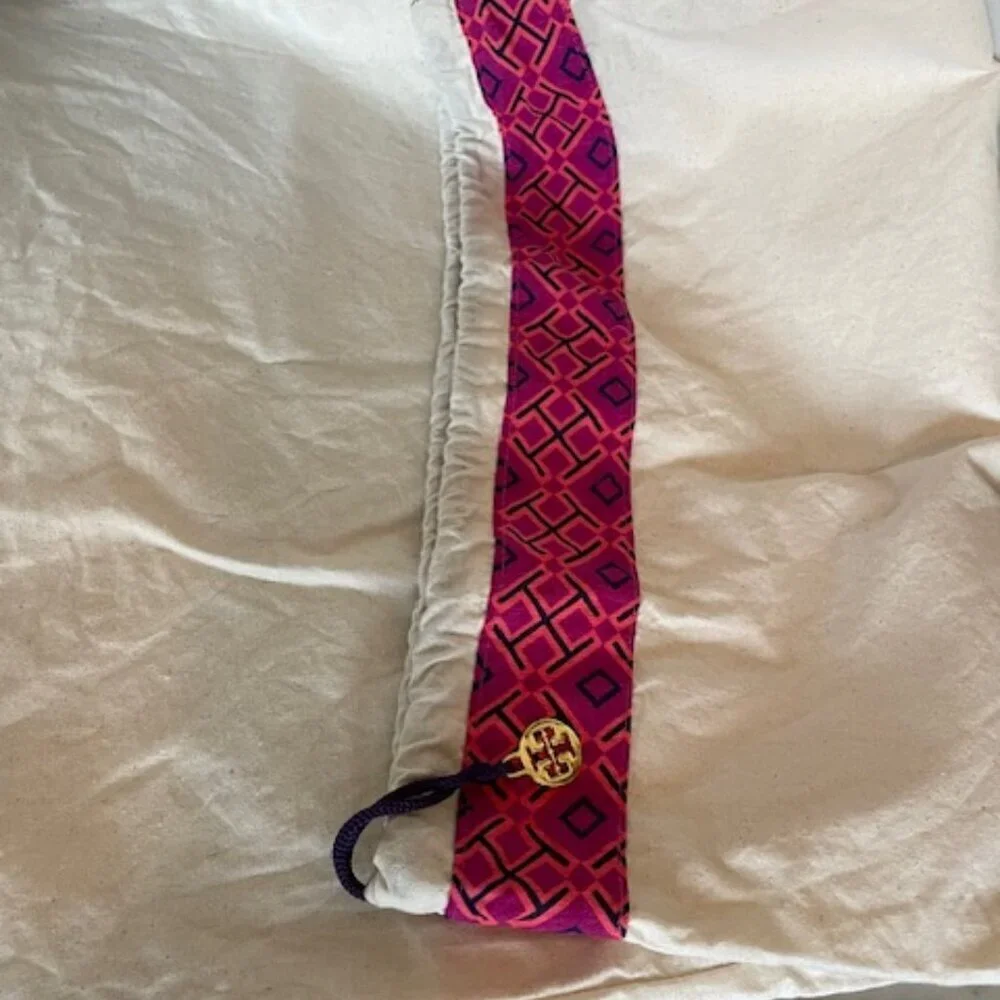 TORY BURCH Monogram Charm Large Drawstring Dust Storage Bag 26 x 15